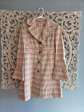 Vintage Season Wind 60's Mod Pink Green Jacket Small